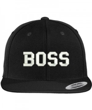 Trendy Apparel Shop Flexfit Boss College Font Embroidered Flat Bill Snapback Cap - Black - CY12IZK737L