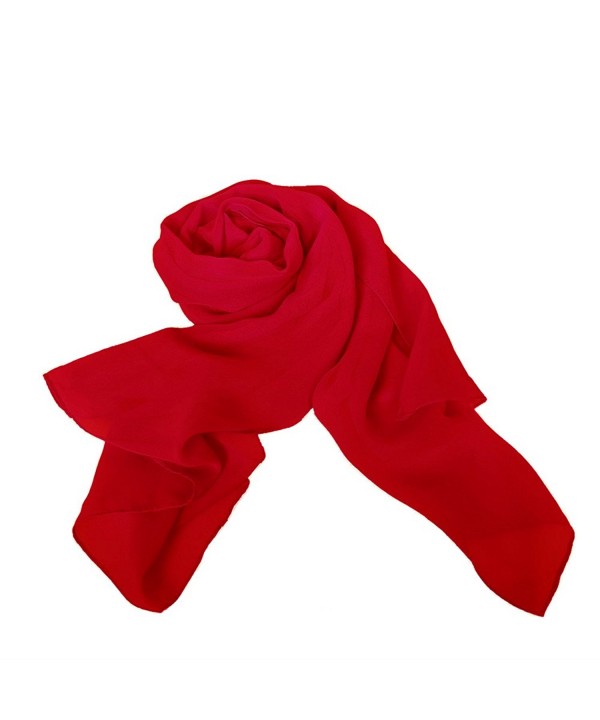 MATCH MUCH Chiffon Scarf Plain Colors Wrap Shawl-26 Colors - Red - C012MSOYANJ