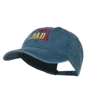 Number 1 Dad Outline Embroidered Washed Cotton Cap - Navy - CI11NY2AL3N