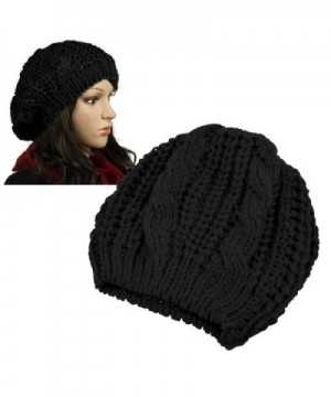 INSTEN Women Knit Crochet Hat - Black - C411QHYUW4T