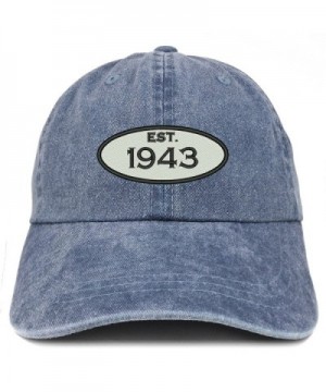 Trendy Apparel Shop Established 1943 Embroidered 75th Birthday Gift Pigment Dyed Washed Cotton Cap - Navy - C812NACIJYO