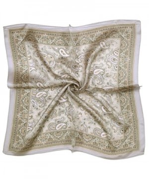 Silver Light Brown Paisley Printed Thick Small Silk Square Scarf - CD12FW9MRW9