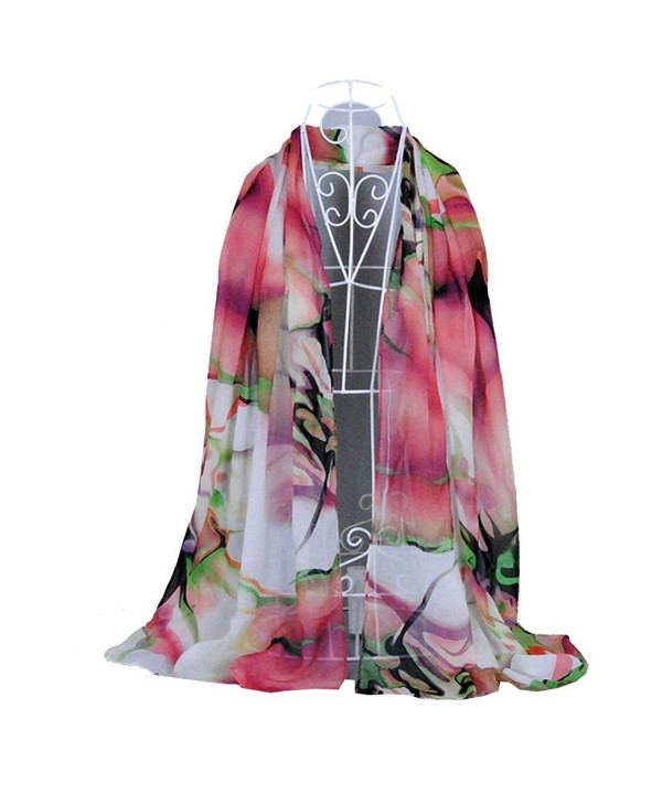 XUANOU Chiffon Scarf Fashion Lady Long Wrap Women's Shawl Scarves - Pink - CY12MNR2KY3