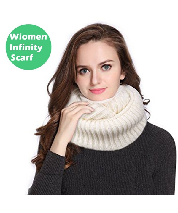 Women Infinity Scarf Circle Loop Winter Thick Knitted Scarves Fashion Soft - Flat-white - C1186YIWUZ3