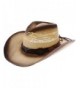 Enimay Western Outback Cowboy Hat Men's Women's Style Straw Felt Canvas - Beige/Brown Bullhead - CM1854NYS5X