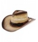 Enimay Western Outback Cowboy Hat Men's Women's Style Straw Felt Canvas - Beige/Brown Bullhead - CM1854NYS5X