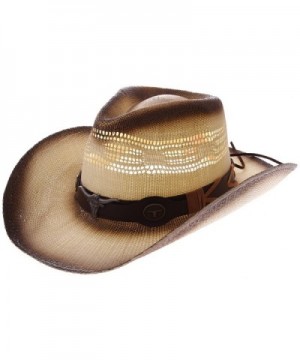 Enimay Western Outback Cowboy Hat Men's Women's Style Straw Felt Canvas - Beige/Brown Bullhead - CM1854NYS5X