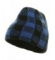 Buffalo Plaid Short Beanie - Blue Black - CV113RD5O6T