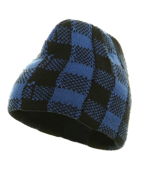 Buffalo Plaid Short Beanie - Blue Black - CV113RD5O6T