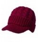 Sierry Cable Knit Hat- Warm Knit Beanie Winter Caps With Visor Brim - Burgundy - CN185L3XAHK