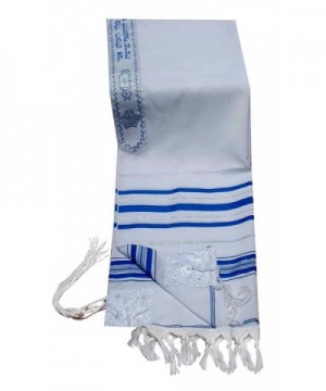 Acrylic Tallit (imitation Wool) Prayer Shawl in Blue and Silver Size 24" L X 72" W - C31182BEDAN