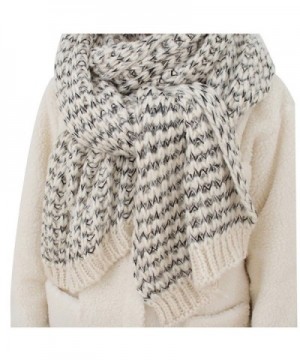 Chunky Cable Soft Mohair Knit Scarf Long Fluffy Wrap for Women Men in Winter FP02 - White - CQ187E3XDEN