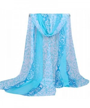 HN Fashion Women Printing Long Soft Wrap Scarf Ladies Shawl Georgette Scarves - Light Blue - CX12OC0ZRCF