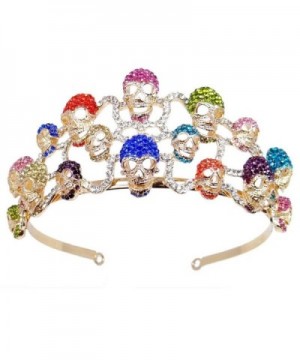 EVER FAITH Halloween Skull Hair Band Tiara Austrian Crystal - Multicolor Gold-Tone - CW11FBMFZ5J