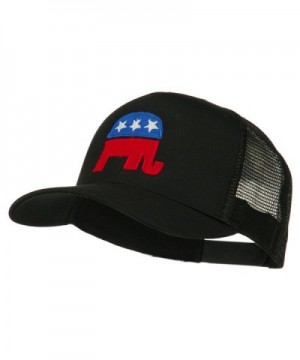 Republican Elephant USA Embroidered Mesh Back Cap - Black - CZ11ND59QW9