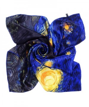 Salutto Women Square Scarf Silk Van Gogh Painted Scarves - 9 - CK188IRMZU5