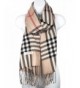 Pashmina Silk Scarf Plaid Checker Pattern Long Soft Shawl Wrap Cape - Beige - CS1870D8Z8D