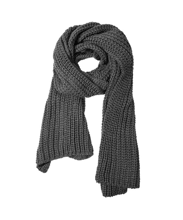 Women And Mens Winter Thick Cable Knit Wrap Chunky Long Warm Scarf - Gray - CM18426RNI0