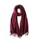 SUNDAYROSE Blanket Scarves Womens Winter Warm Oversized Cashmere Feel Tassel Solid Wrap Shawl - Burgundy - C1187OMENGH