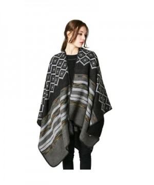LHHZ-U Women's Shawl Wrap blanket scarf Knitted Cardigan Wrap for Ladies - Black - C9188K4E08S
