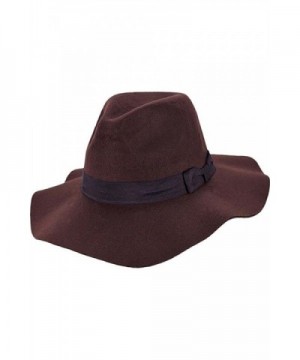 Luxury Divas Panama Style Wool Wide Brim Floppy Hat - Brown - C912E1GM94Z