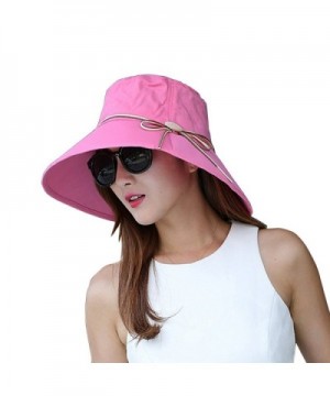 Witery Summer Wide Brim Sun Hats Foldable Beach Hat Visor Cloche UPF50+ UV Protection - Lotus Pink - CL122H6QEI3