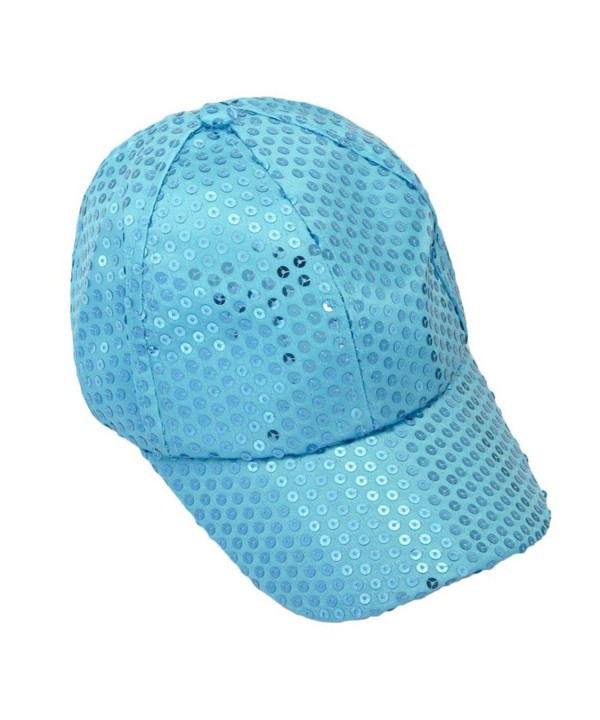 Hatop Sequin Adjustable Super Cool Sport Outdoor Cloth Baseball Cap (Light Blue) - CL12DAFPNXL