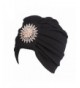 Fabal Women Lace Flower Turban Beanie Hat Bonnet Chemo Cap Muslim Scarf Hijab Lslamic Turbante - Black - CB184AAHOQ2
