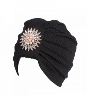 Fabal Women Lace Flower Turban Beanie Hat Bonnet Chemo Cap Muslim Scarf Hijab Lslamic Turbante - Black - CB184AAHOQ2