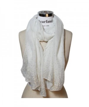 Scarfand's Solid Color Scarf with Crystals - Golden Foil White - CF11MFPH9D1