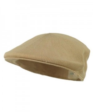 Mens Knitted Polyester Ivy Ascot Newsboy Hat Cap Khaki Tan - CJ115W07SXH