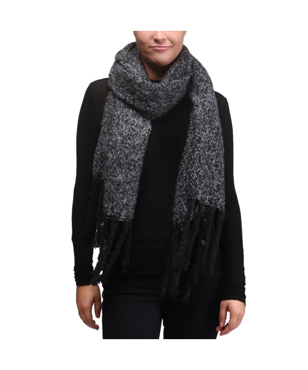 Apparelism Super Soft Fuzzy Large Wide Long Tassel Oblong Scarf. - Black - CL186X9G9Q3