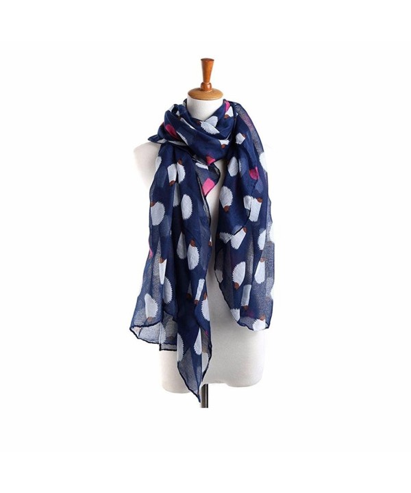 Creazy Women Ladies Hedgehog Pattern Long Scarf Warm Wrap Shawl - Navy - CZ129F0OHGP