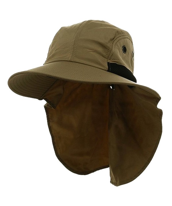 4 Panel Quick Dry Out Moisture Large Bill Flap Hat Sun Cap (Khaki) - C311LHJZBTP