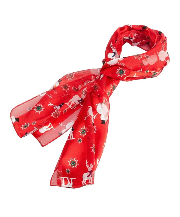 Christmas or Holiday Silk Feel Scarf - Red - CT186EKR70C