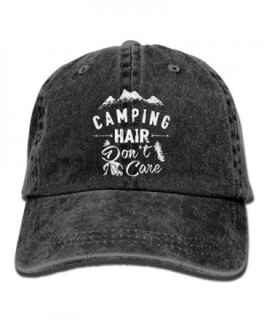 Camping Hair Don't Care Unisex Adult Adjustable Trucker Dad Hats - Black - CE186KIE03G