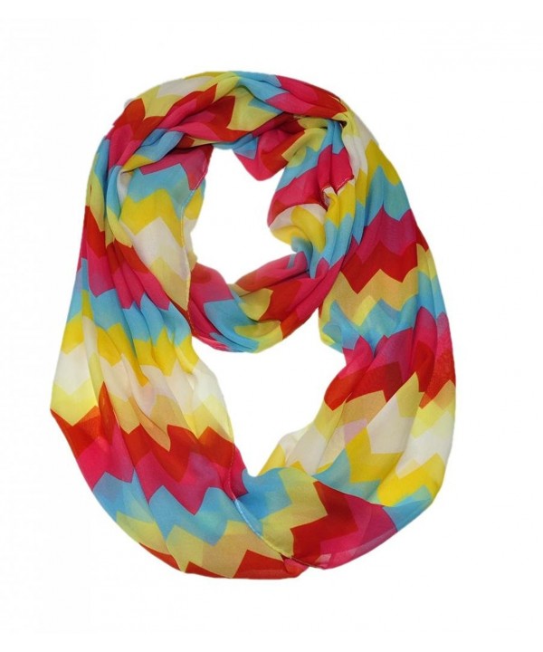 WishCart Infinity Scarf for women Loop wave ZigZag Sheer Print Multi Color - Red Yellow - CC11Q6T8QGV