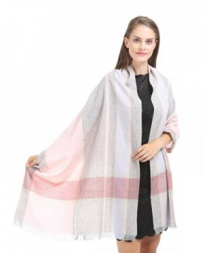 Saferin Cashmere Winter Shawl SSS Grey - Pink Plaid Short Fringe-thick 200g - CT185IAHTO8