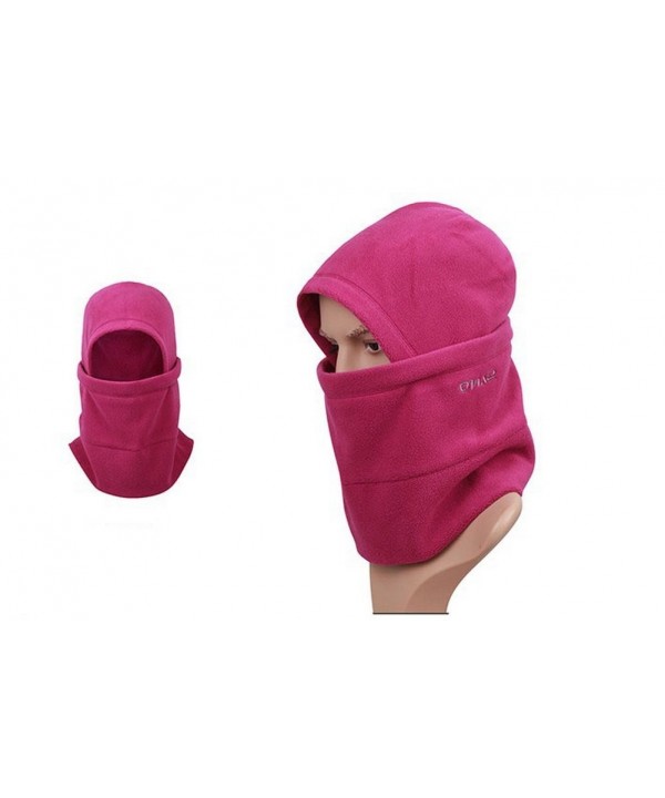 Fleece Balaclava Women Ski Hat Climbing Hat Neck Gaiter (Fuchsia) - CD11HOY2OGF