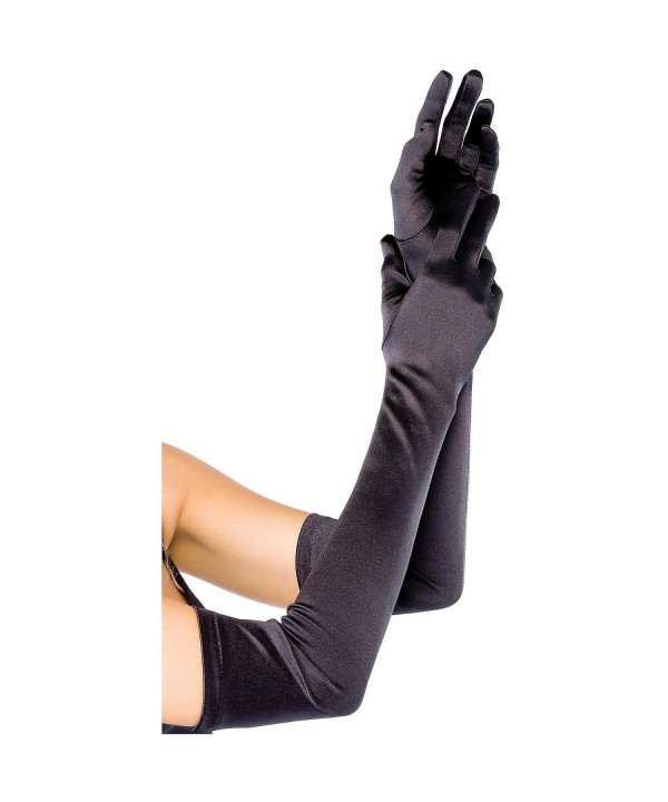 GYBest Classic Adult Size 21" Long Party Bridal Dance Opera Length Satin Gloves - Black - CE120EXXHYZ