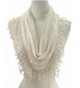 Women Lightweight Flower Lace Silk Scarf Knit Oblong Cotton Fringe Scarf for Women - L Cream - C911LLQ7511