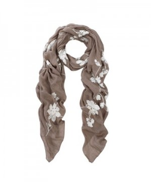 Premium Elegant Lace Floral Embroidered Scarf Wrap - Different Colors Available - Taupe - CK1279CJ8EH