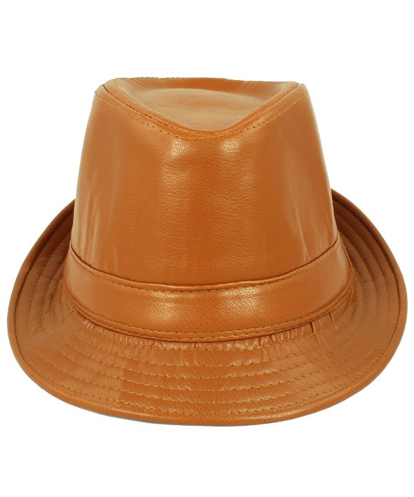 Faddism Men's Fashion Fedora Hat - Brown - CZ11EKBVDY9