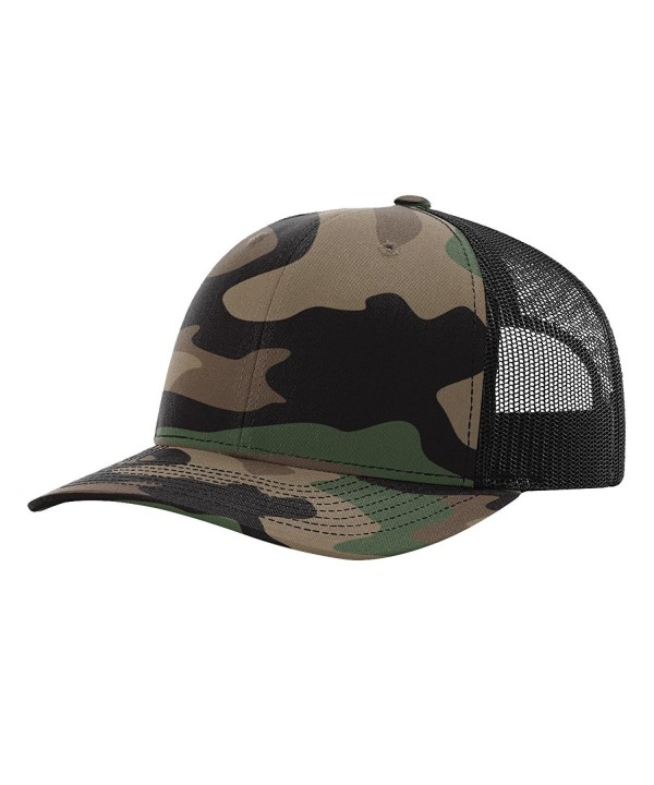 Twill Mesh Back Trucker Snapback Hat -- GREEN CAMO/BLACK C6185Q0UEWE