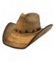 BULL-SKULL HATS- PALM LEAF COWBOY HAT- PINCH 301 - Natural Palm - C711VWS0619