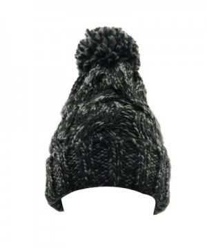 Century Star Womens Winter Warm Soft Cap Knit Pom-Pom Cable Beanie - Black - CU12MX7NASC
