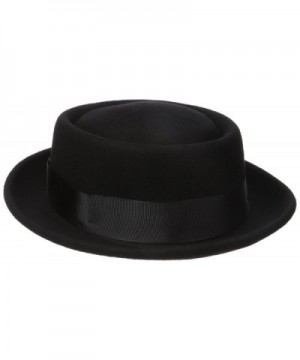 Henschel Men's 100% Wool Felt Porkpie Hat and Grosgrain Ribbon Band and Bow - Black - C0115WT3ETP