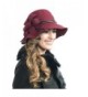 Fanny Lady's Floral Wool Felt Cloche Wide Brim Winter Hat - Claret - C71285W6ZGJ