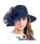 FORBUSITE Ascot Kentucky Derby Bowler Church Cloche Hat Bowknot Organza Bridal Dress Cap S051 - Navy - CT12F2NEVBZ