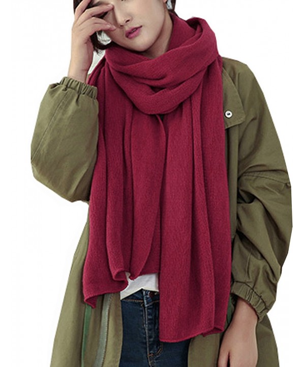 Wander Agio Womens Warm Winter Infinity Scarves Set Blanket Scarf Pure Color - Purplish Red1 - CN187Q7849C